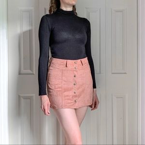 Faux suede pink mini skirt